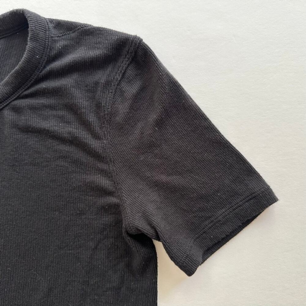 Lululemon Hold Tight Cropped T-Shirt Black Size 4 Modal Ribbed Short Sleeve - Picture 3 of 6